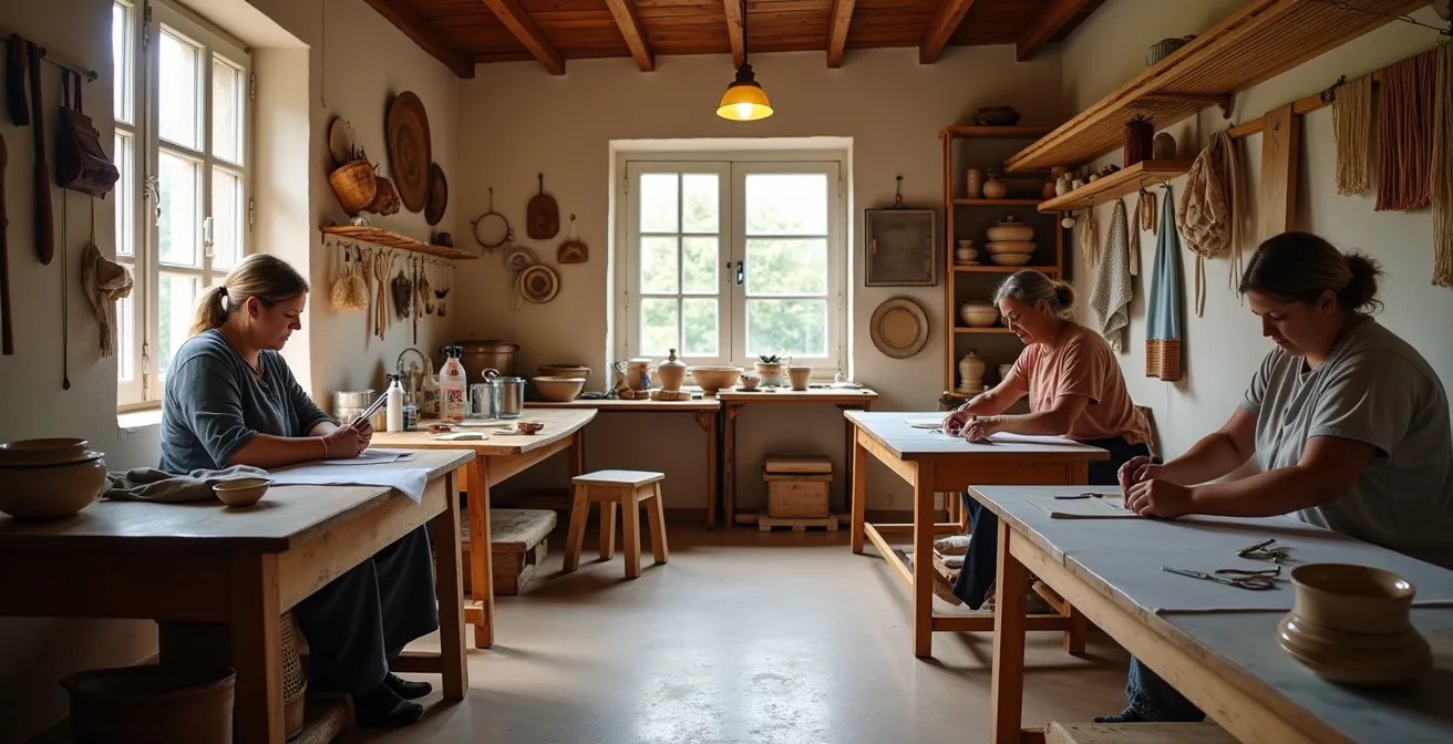 Coopérative de femmes artisanes turques travaillant ensemble dans leur atelier