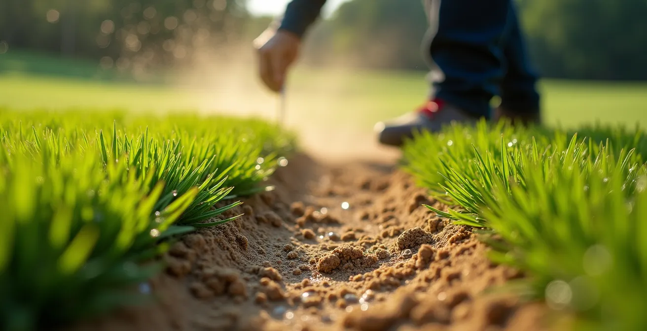 Vue aérienne d'un parcours de golf en période de maintenance automnale