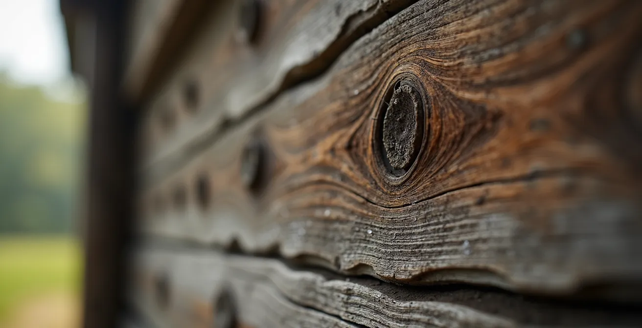 Vue large d'une pension isolée en pleine nature au coucher du soleil