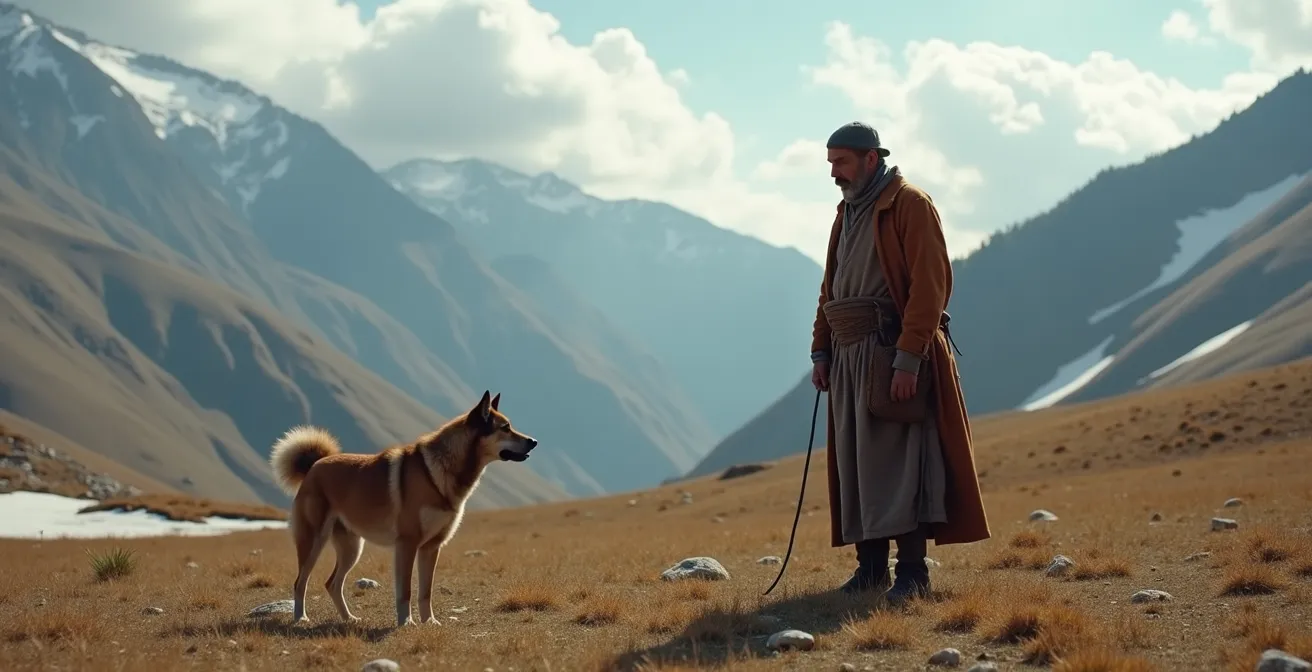 Hauts plateaux d'Anatolie au printemps avec dernières neiges et bergers