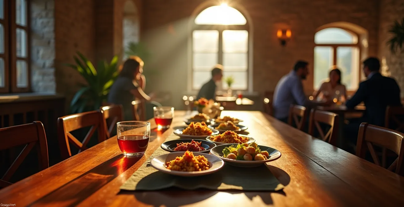 Moment de convivialité autour d'un repas traditionnel turc dans un restaurant local